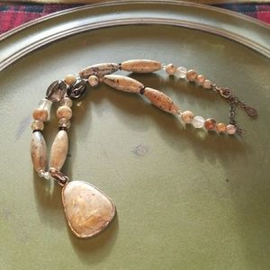 Barse SS Agate Pendant Necklace